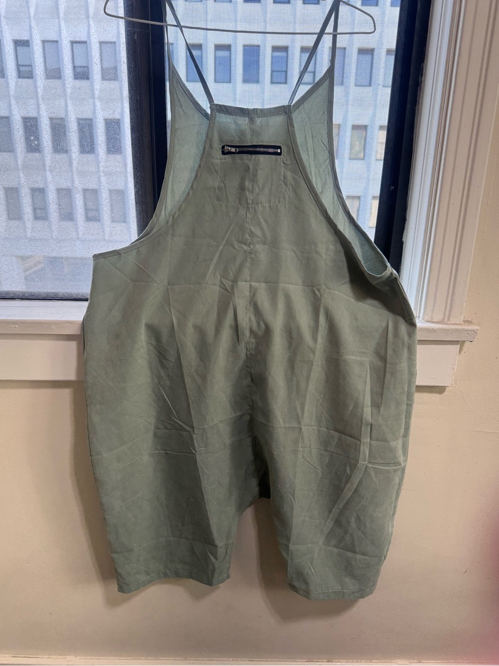 Women's Olive Green Linen Blend Romper Jumpsuit